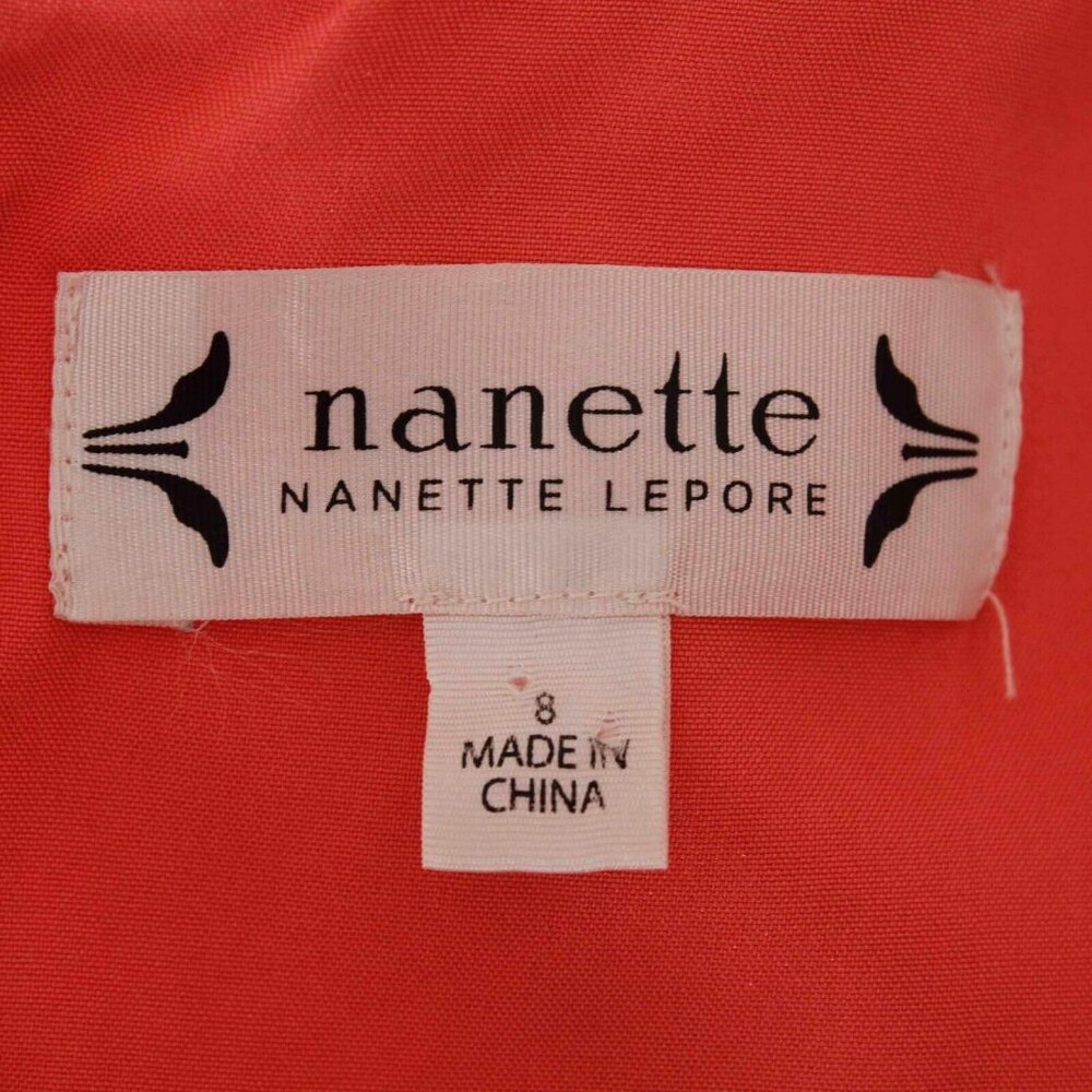 Nanette Lepore Sz 8 Coral Asymmetric Eyelet Hem Back Zip Lined Poly Blend Dress - Picture 6 of 6